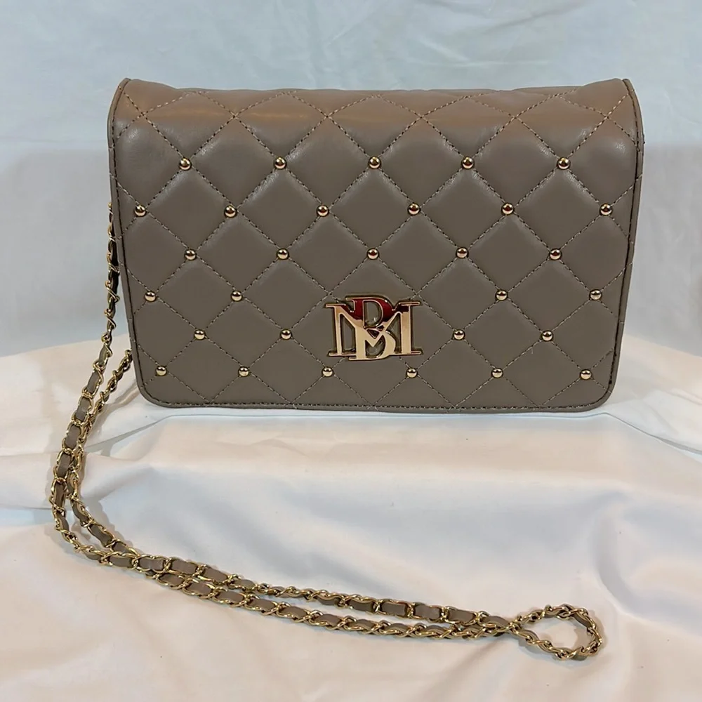 Badgley Mischka Taupe Studded Vegan Leather bag - Picture 1 of 9
